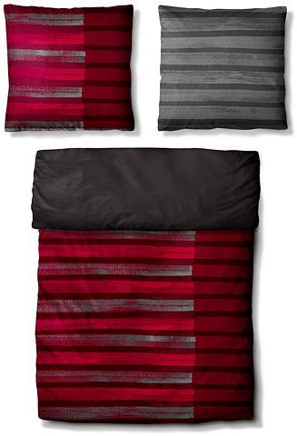 Auro Hometextile Ložní prádlo, Auro, »Raquel« vínově červená/antracitová - 1x 80x80 cm - satén 1x 155x220 cm