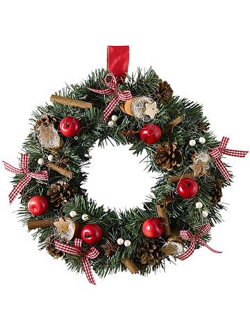 heine home Dekorace - věnec zelená/červená - cca 30 cm