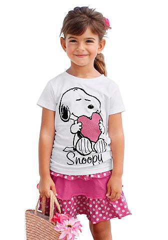 Snoopy Tričko a sukně bílá s potiskem - standardní velikost 92/98
