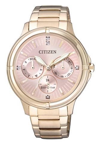 Citizen Multifunkční hodinky Citizen se Swarovski krystaly »FD2033-52W« zlatá