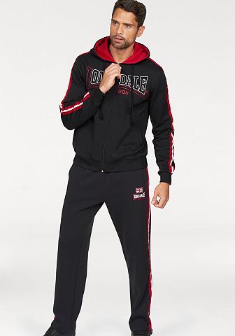 Lonsdale Lonsdale souprava na běhání »Hooded Fleece« černá/červená - standardní velikost XXL (60/62)