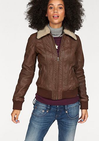 Kangaroos® KangaROOS Kožená bunda hnědá-washed - standardní velikost 32