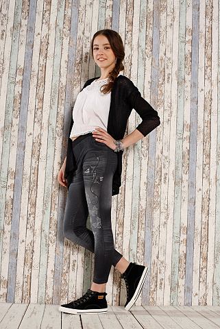 BUFFALO Džínové legíny, Buffalo modrá denim used s motýlem 140/146