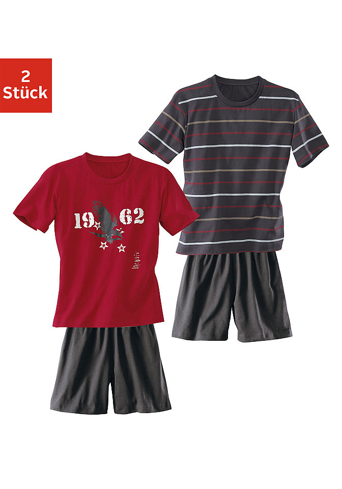 null 311894 null 311894Пижамы<br>1x футболка в полоску и брюки однотонного цвета, 1x футболка с рисунком в виде орла и брюки однотонного цвета. Из чистого хлопка.<br><br>Size DE: 182<br>Colour: разноцветный<br>Gender: Мужской<br>Age: Детский<br>Material: Верх: 100% хлопок