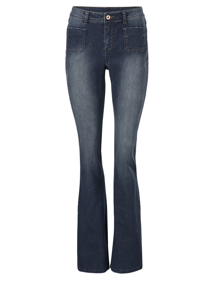 Джинсы Otto Джинсы OttoПокрой Bootcut<br>Джинсы-клеш - незаменимый элемент гардероба продвинутой модницы! Потертая расцветка и декоративные протертости придают брюкам трендовый вид, искусно подчеркивая их непринужденность, а расклешенный крой привносит в образ женственные нотки. Оригинальная деталь: накладные карманы спереди, контрастирующие с традиционной отстрочкой и классическим поясом с петлями для ремня. Благодаря материалу-стрейч брюки отлично сидят и не сковывают движения. Джинсы-клеш от В.С. - стильное решение для стильного облика! Детали: накладные карманы с клапанами на пуговицах сзади, застежка-молния и пуговица. Длина брючин с внутренней стороны размера N ок. 85 см, размера К ок. 79 см.<br><br>Size DE: 21<br>Colour: синий<br>Gender: Женский<br>Age: Взрослый<br>Material: Верх: 98% хлопок / 2% эластан