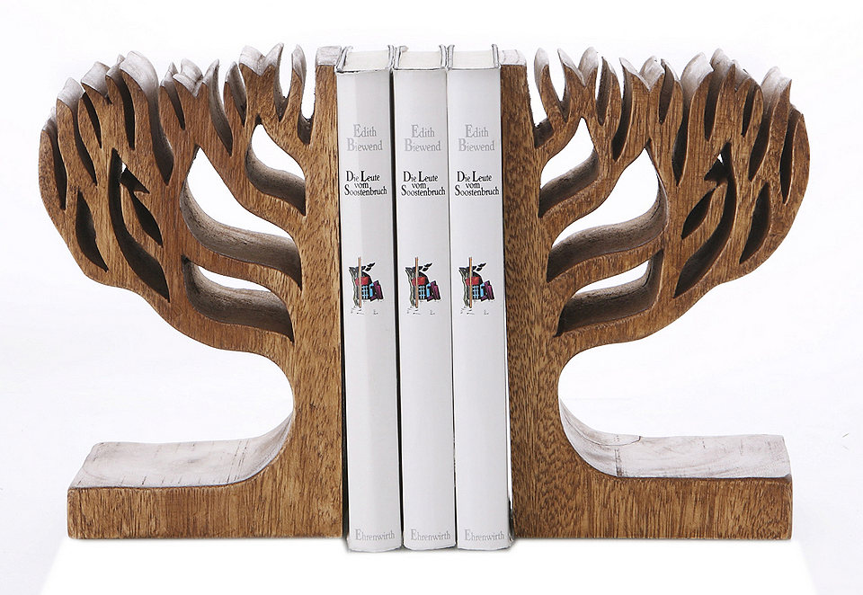 cintage brass bookends with house and tree