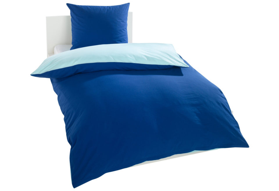 Schlafwelt, Wende-Bettwäsche, »Oslo«, blau/hellblau, Biber
