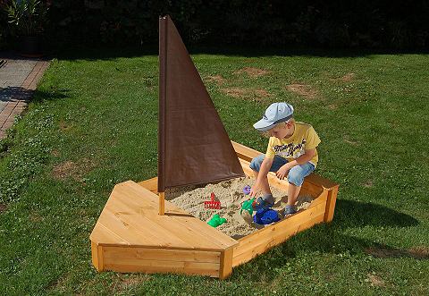 Sandkasten mit Lade Boot aus Holz inkl Segel Gaspo